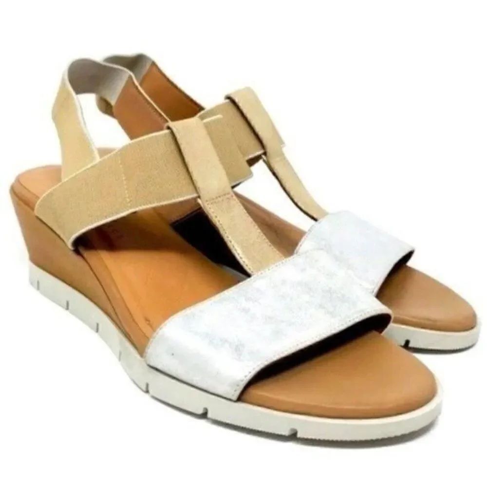 HISPANITAS charmer Tan Silver leather sandals 9 BoxG